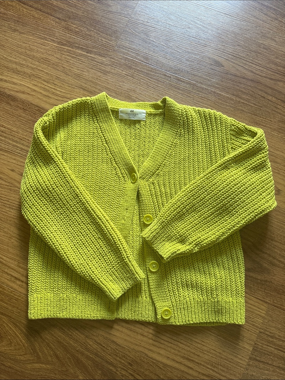 H&M Bright Yellow Chunky Knit Button Cardigan